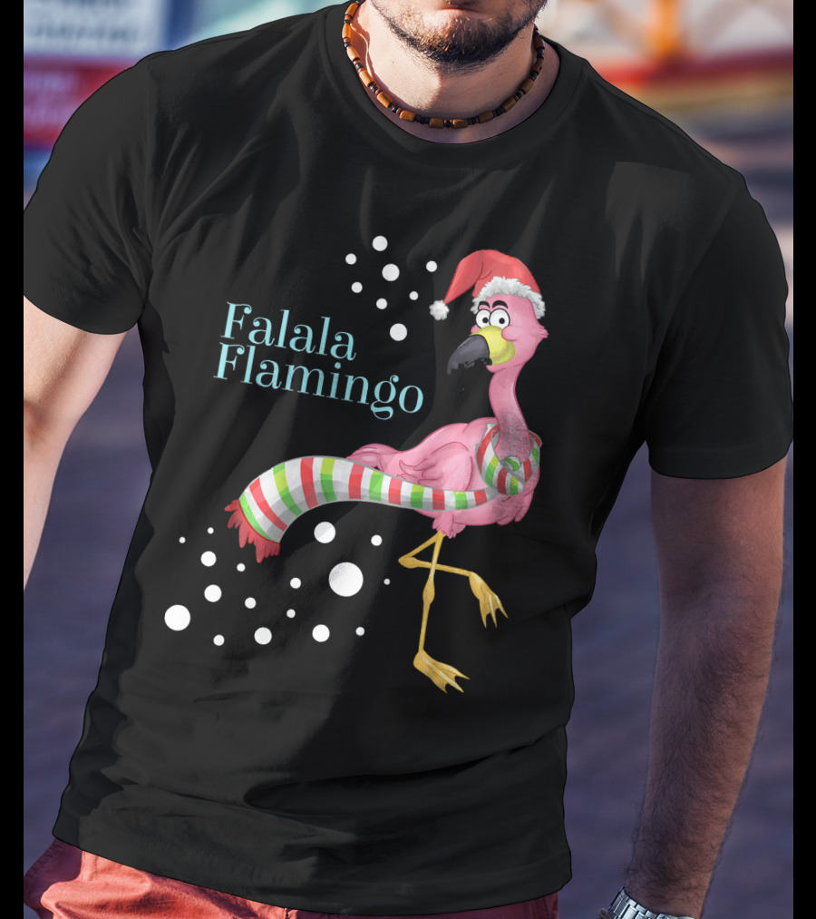 Falala Flamingo Santa Hat Christmas Holiday T-Shirt