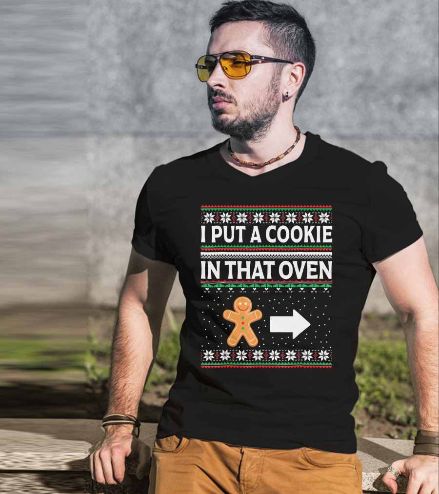 I Put A Cookie In That Oven Gingerbread Arrow Christmas Snowflakes T-Shirt