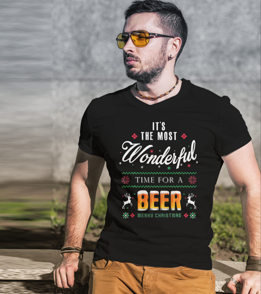 It's The Most Wonderful Time For A Beer Merry Christmas T-Shirt