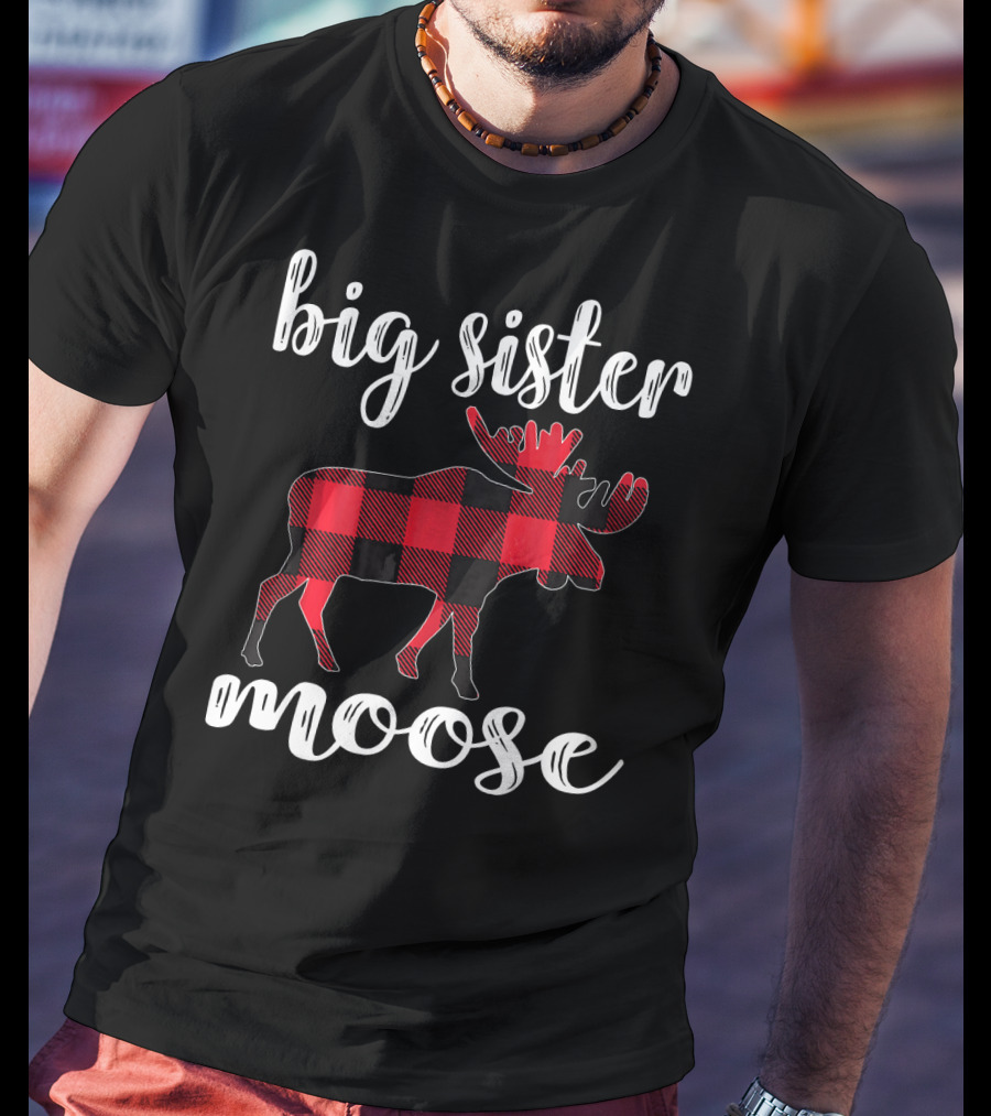 Big Sister Moose Buffalo Plaid T-Shirt