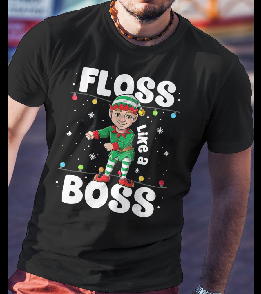 Floss Like A Boss Elf Dance Christmas Lights T-Shirt
