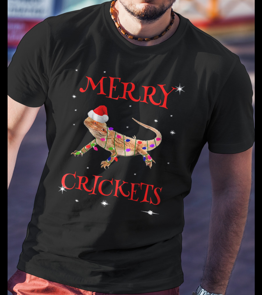 Merry Crickets Funny Bearded Dragon Christmas Me T-Shirt