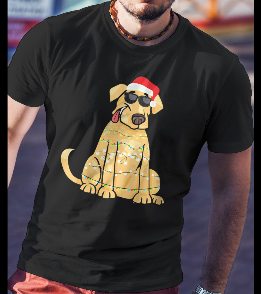 Labrador Santa Claus Christmas Lights Sunglasses T-Shirt