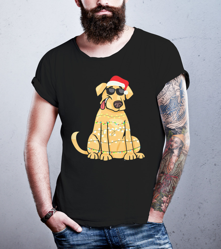 Labrador Santa Claus Christmas Lights Sunglasses T-Shirt