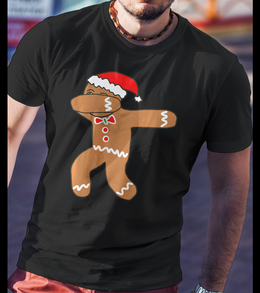 Dabbing Gingerbread Man In Santa Hat T-Shirt