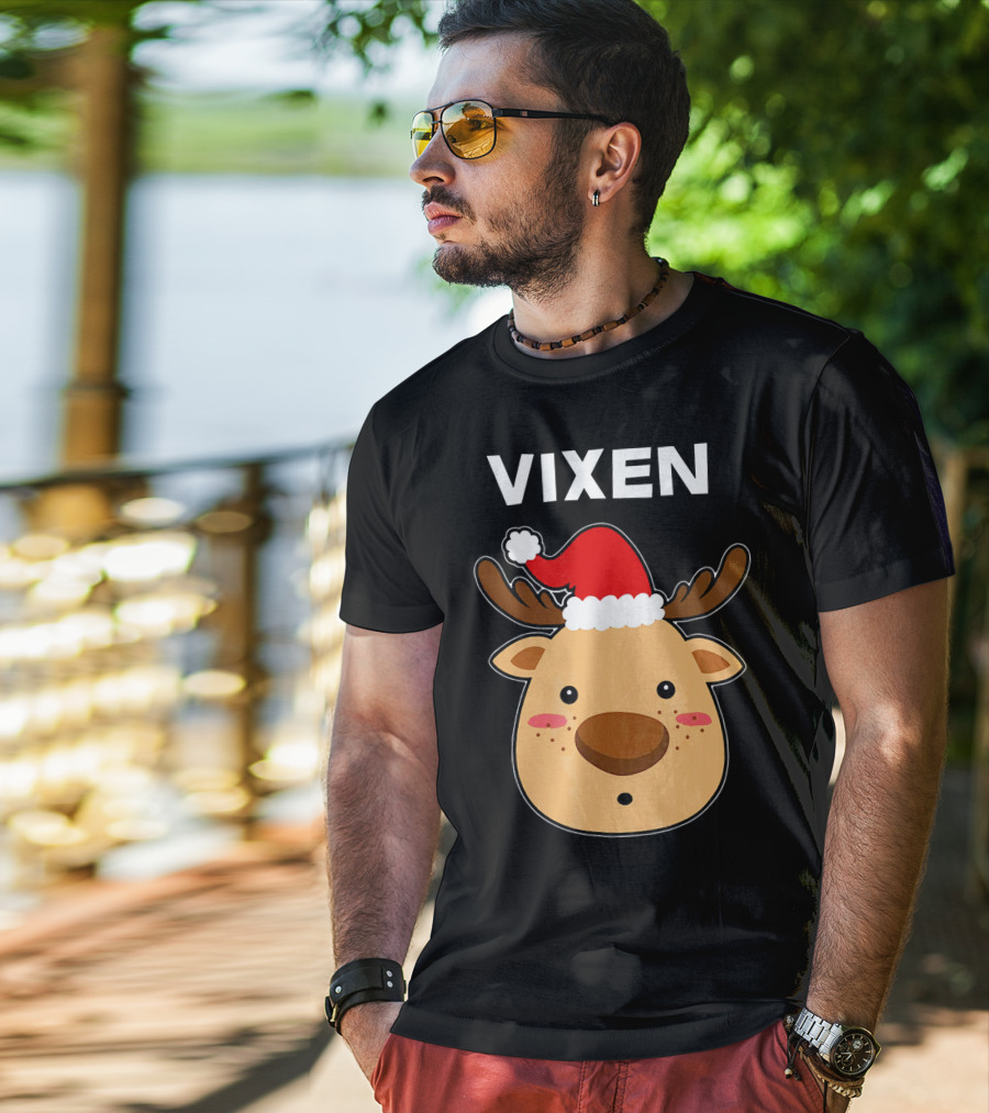 Vixen Santa Hat Reindeer T-Shirt