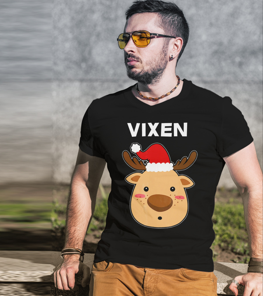 Vixen Santa Hat Reindeer T-Shirt