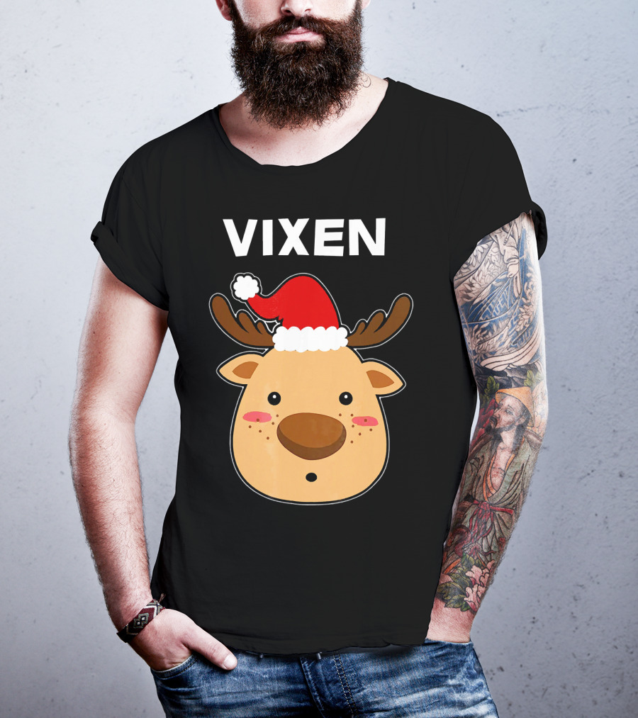 Vixen Santa Hat Reindeer T-Shirt
