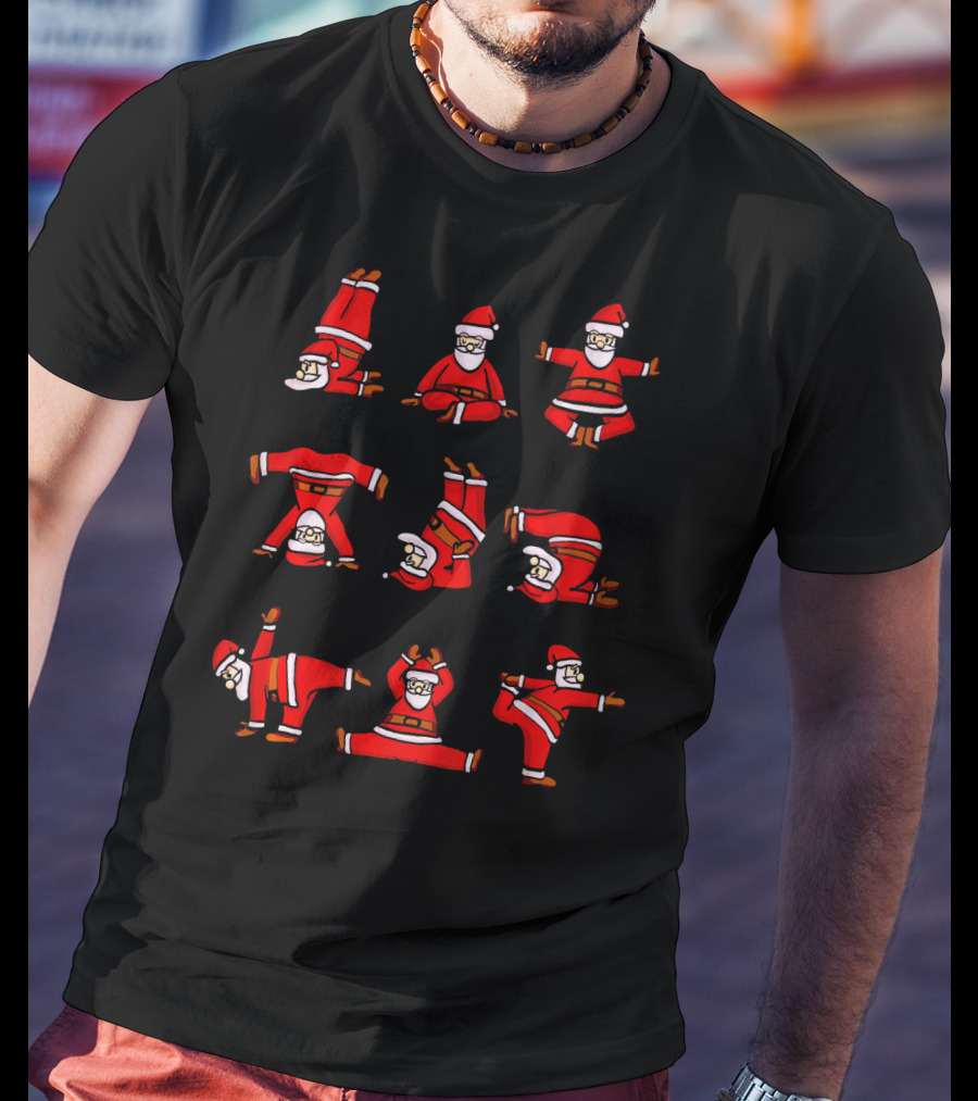 Santa's Christmas Yoga Poses Collection T-Shirt