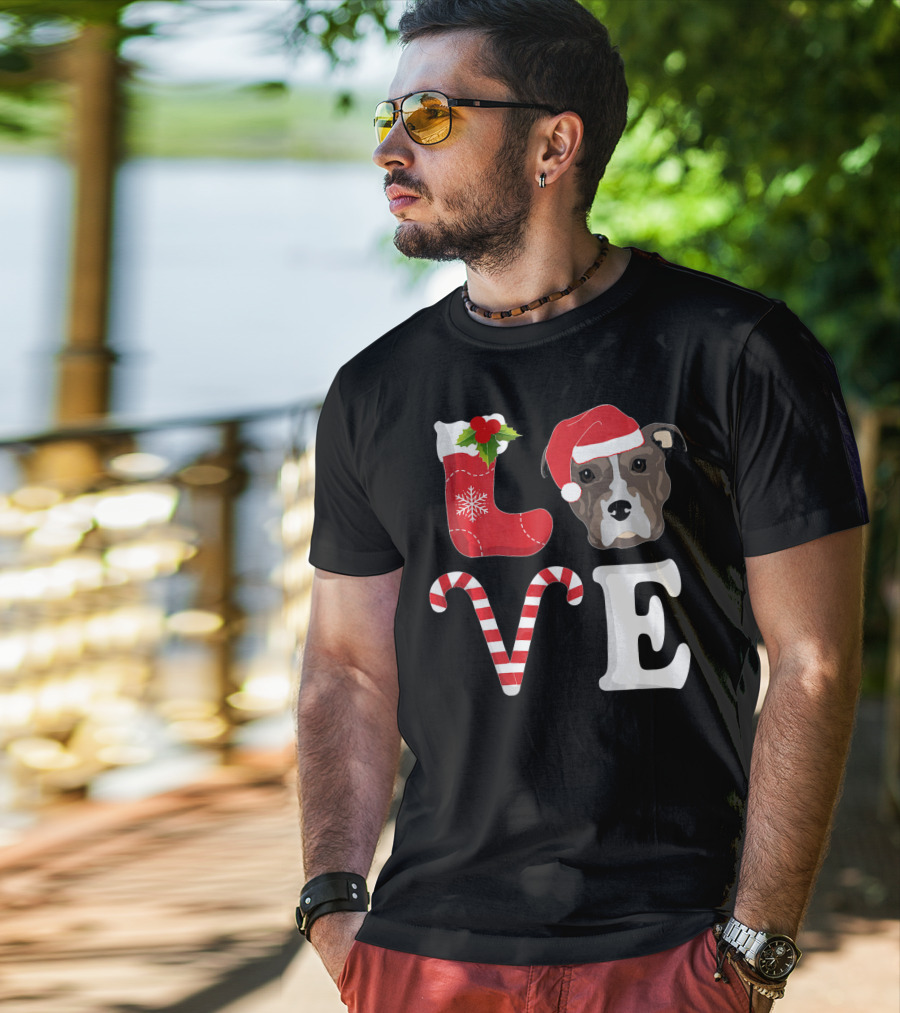 Love Christmas Pitbull Santa Pit Bull T-Shirt