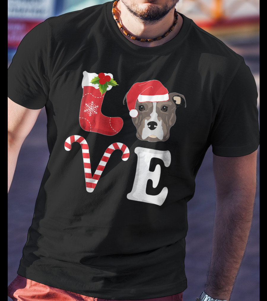 Love Christmas Pitbull Santa Pit Bull T-Shirt