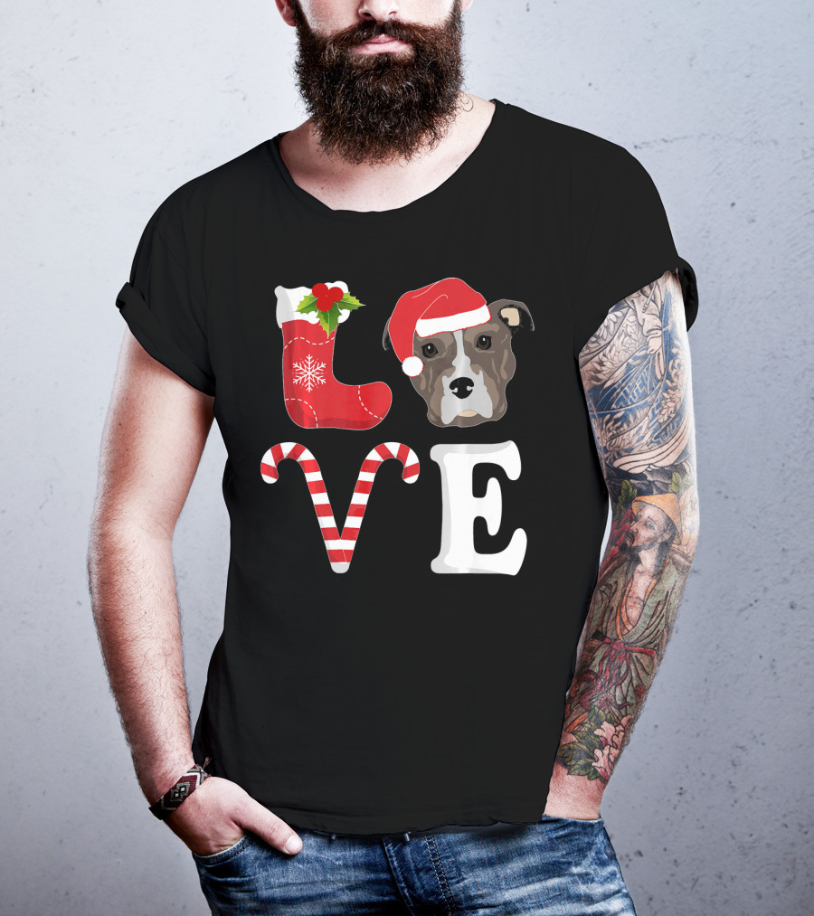 Love Christmas Pitbull Santa Pit Bull T-Shirt