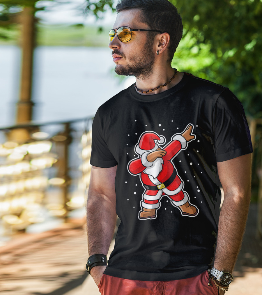 Dabbing Santa Claus Snowing Iconic Christmas Pose T-Shirt
