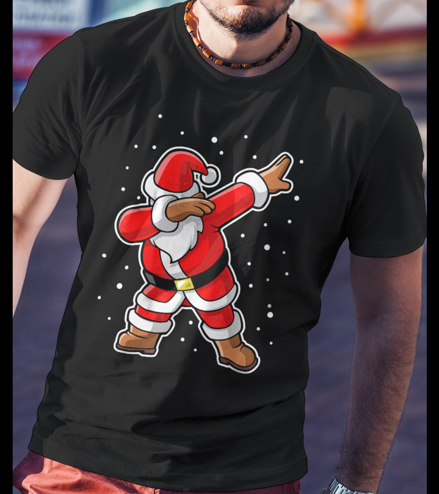 Dabbing Santa Claus Snowing Iconic Christmas Pose T-Shirt