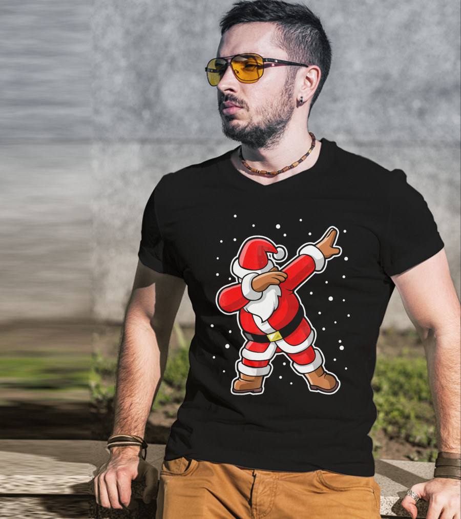 Dabbing Santa Claus Snowing Iconic Christmas Pose T-Shirt