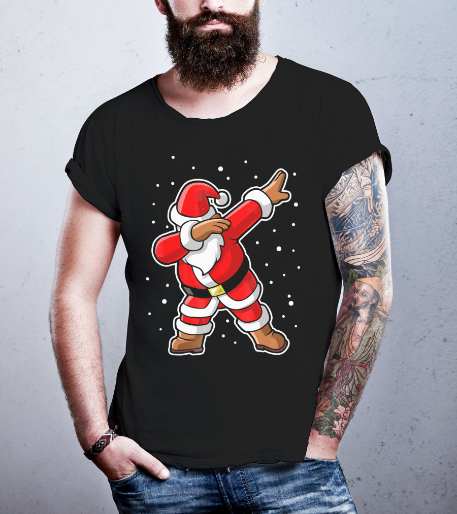 Dabbing Santa Claus Snowing Iconic Christmas Pose T-Shirt