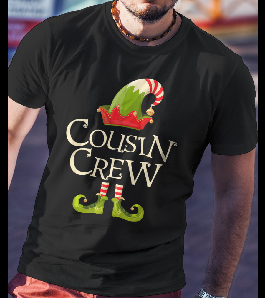 Cousin Crew Elf Matching Family Christmas Hat And Shoes T-Shirt