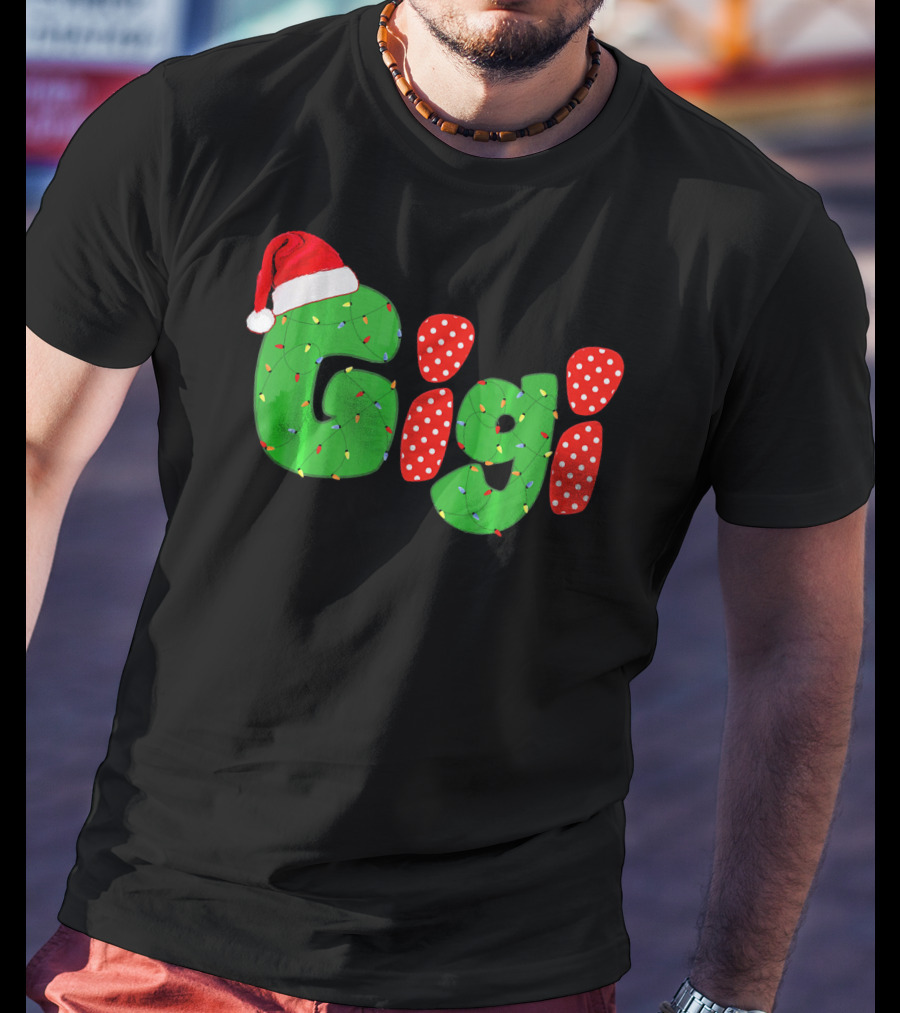 Gigi Christmas Santa Hat Lights Family Matching Pajamas T-Shirt