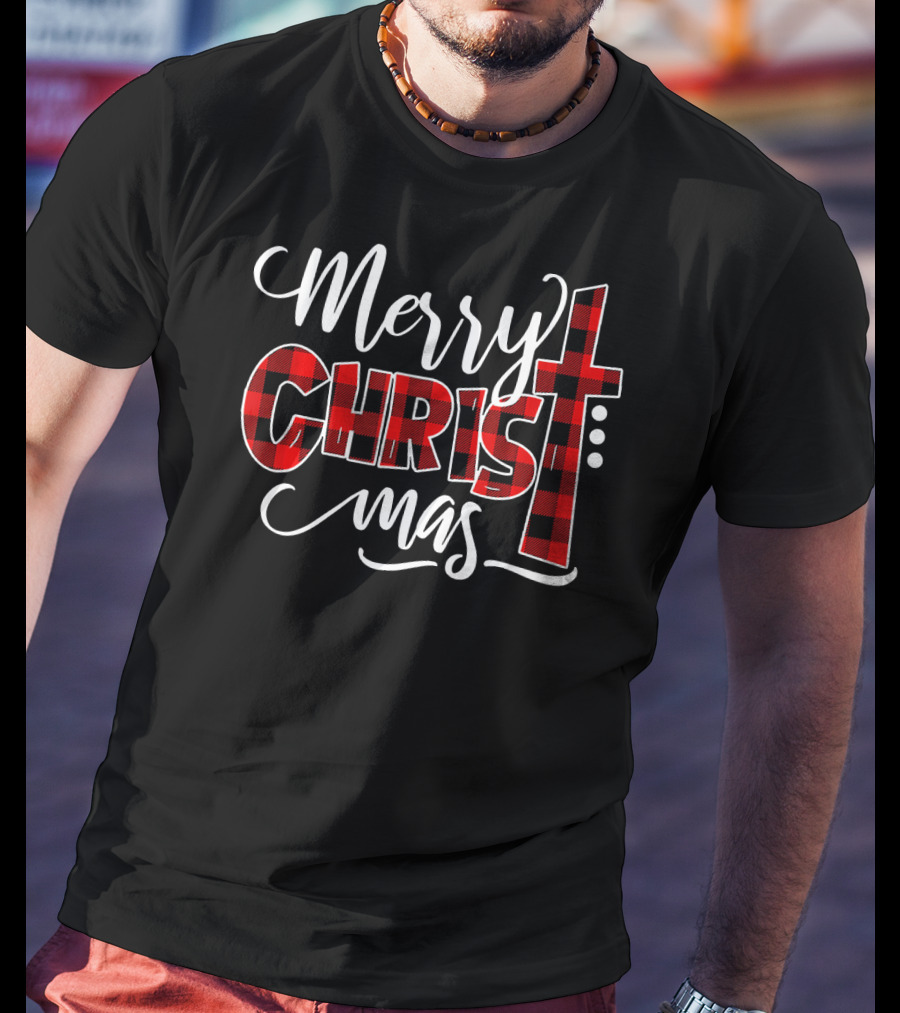 Merry Christmas Buffalo Plaid Crossmas T-Shirt