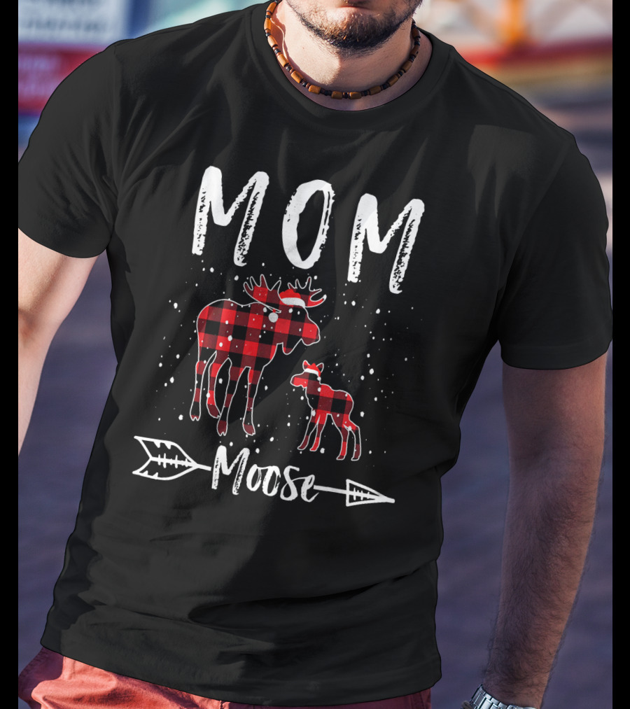 Mom Moose Buffalo Plaid Arrow T-Shirt