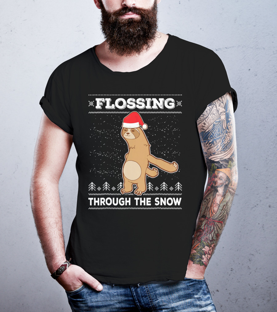 Flossing Through The Snow Sloth Santa's Dance T-Shirt