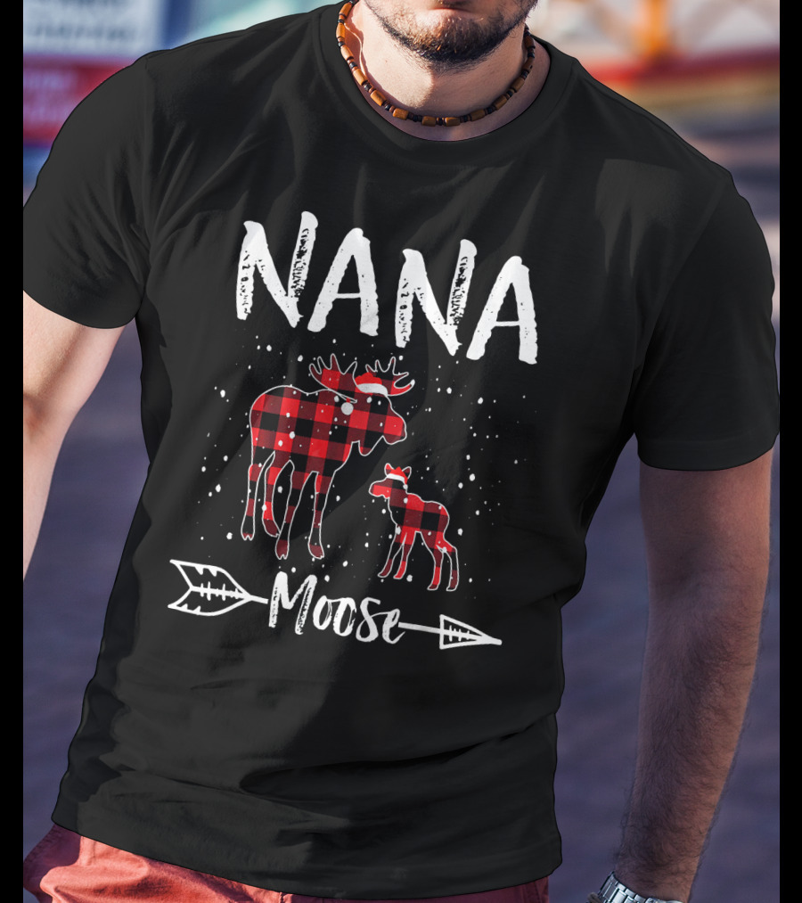 Nana Moose Family Christmas Plaid T-Shirt