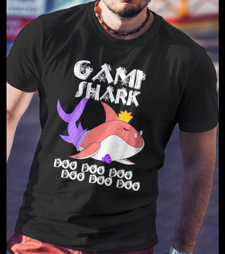 Gami Shark Doo Doo Doo Cute Crowned Shark With Purple Fins T-Shirt