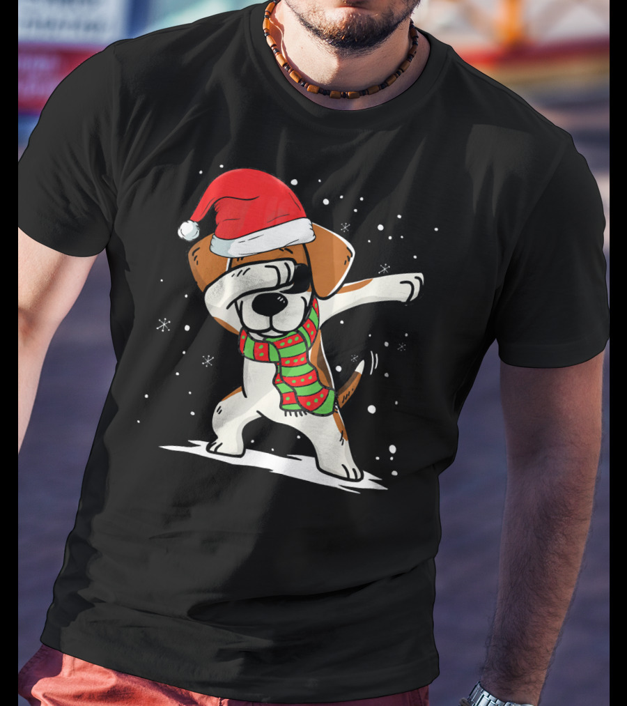 Dabbing Beagle Santa Christmas Dog Dance T-Shirt