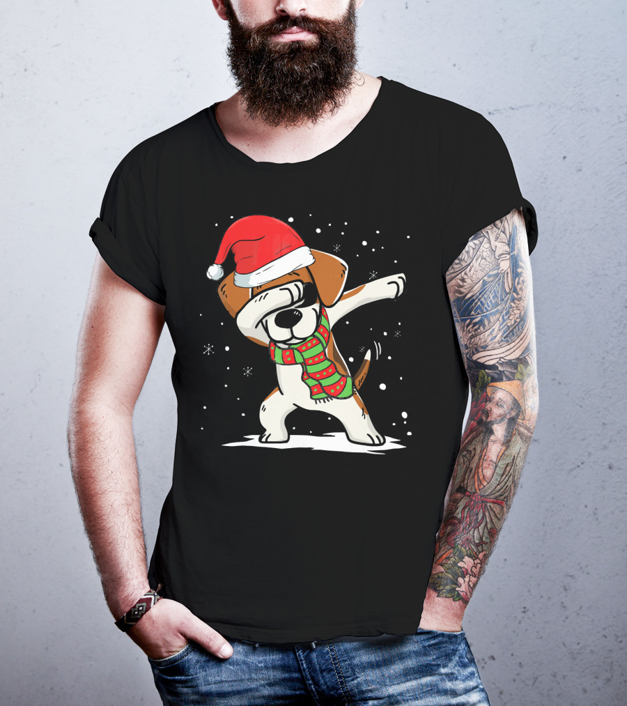 Dabbing Beagle Santa Christmas Dog Dance T-Shirt