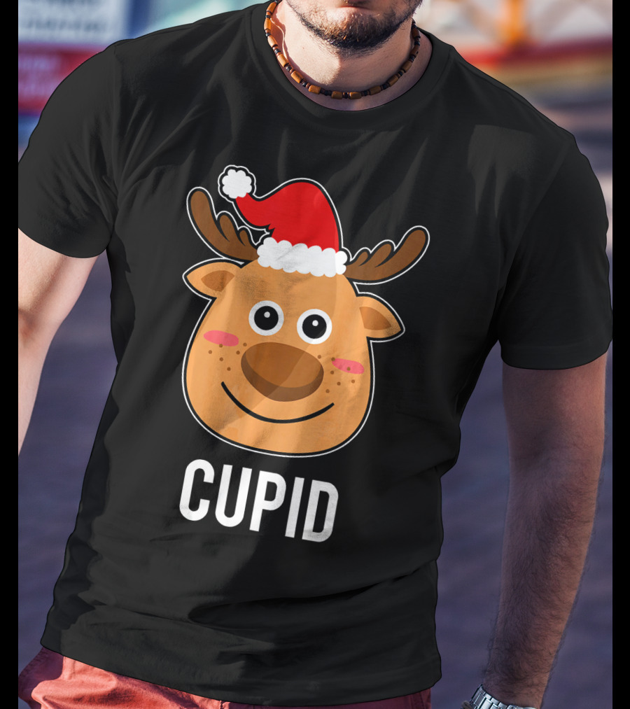 Santa Reindeer Cupid Xmas Group Adorable Christmas Deer Face Holiday T-Shirt