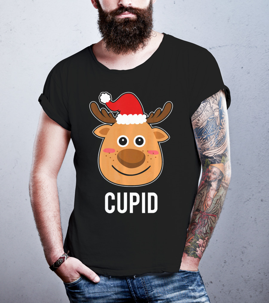 Santa Reindeer Cupid Xmas Group Adorable Christmas Deer Face Holiday T-Shirt