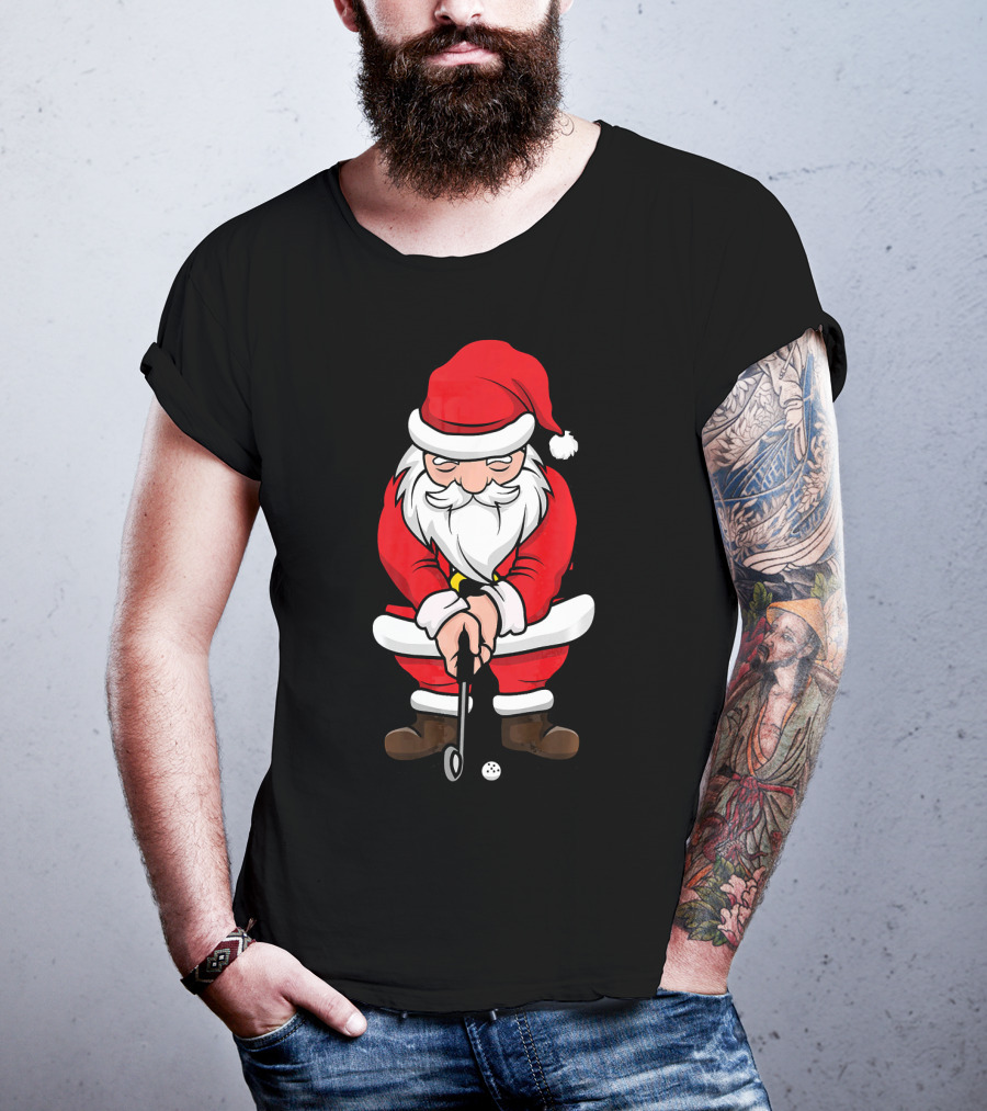 Christmas Santa Claus Golfing Swing T-Shirt
