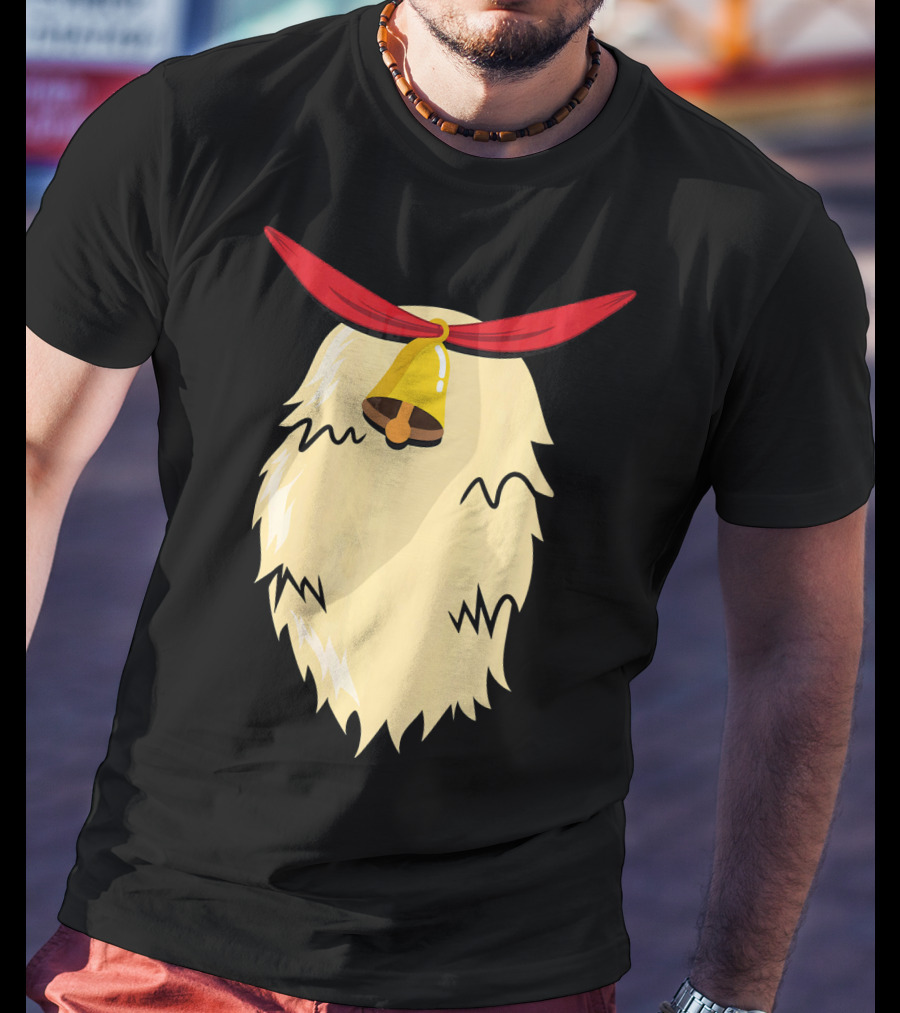 Christmas Reindeer Bell Santa Beard Costume T-Shirt