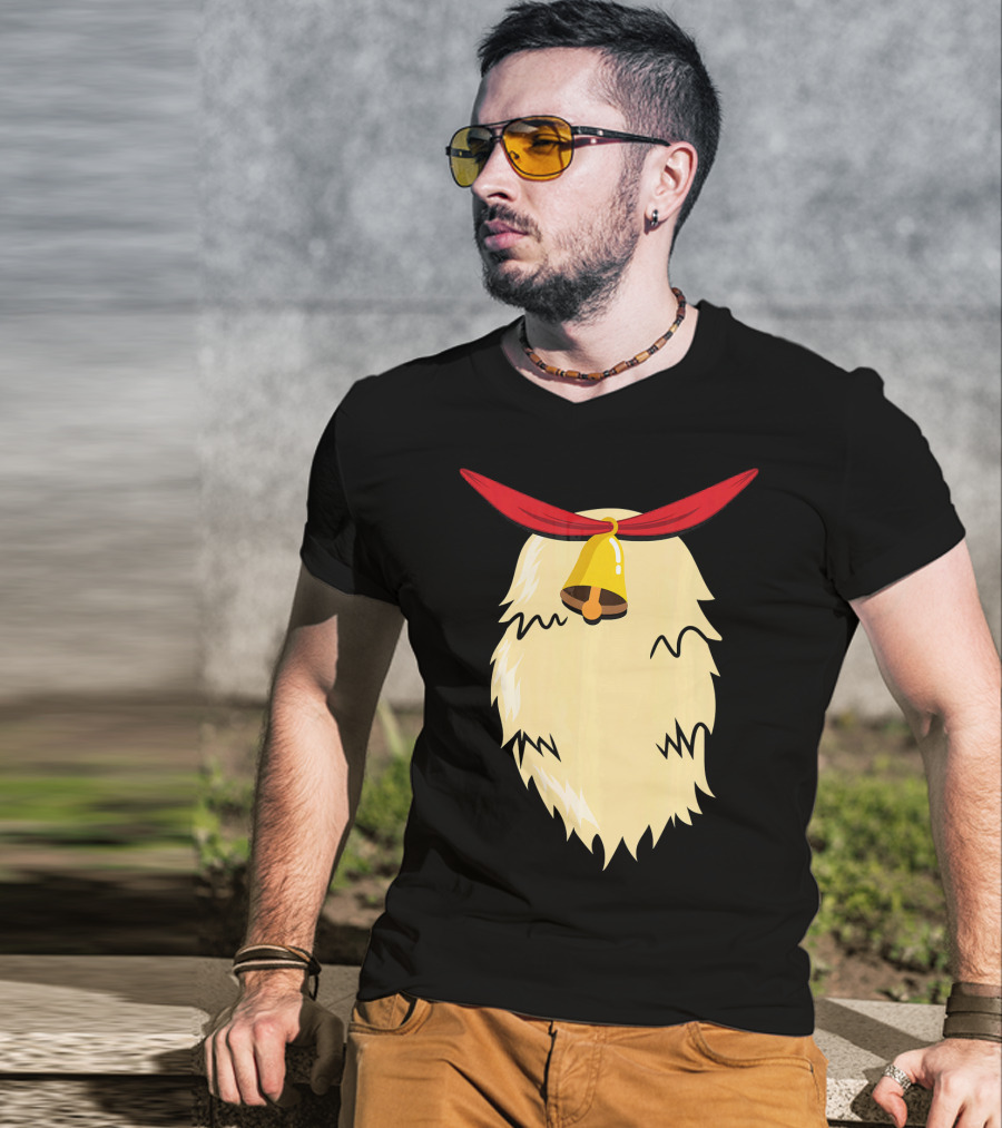 Christmas Reindeer Bell Santa Beard Costume T-Shirt