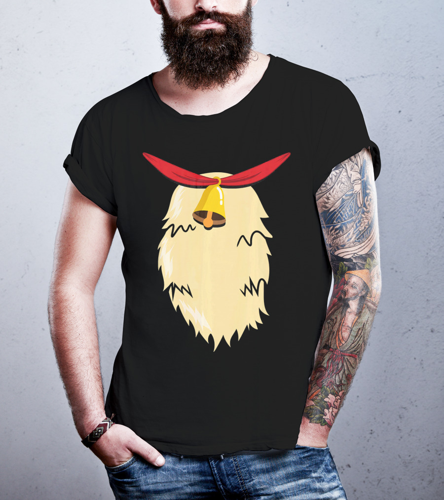 Christmas Reindeer Bell Santa Beard Costume T-Shirt