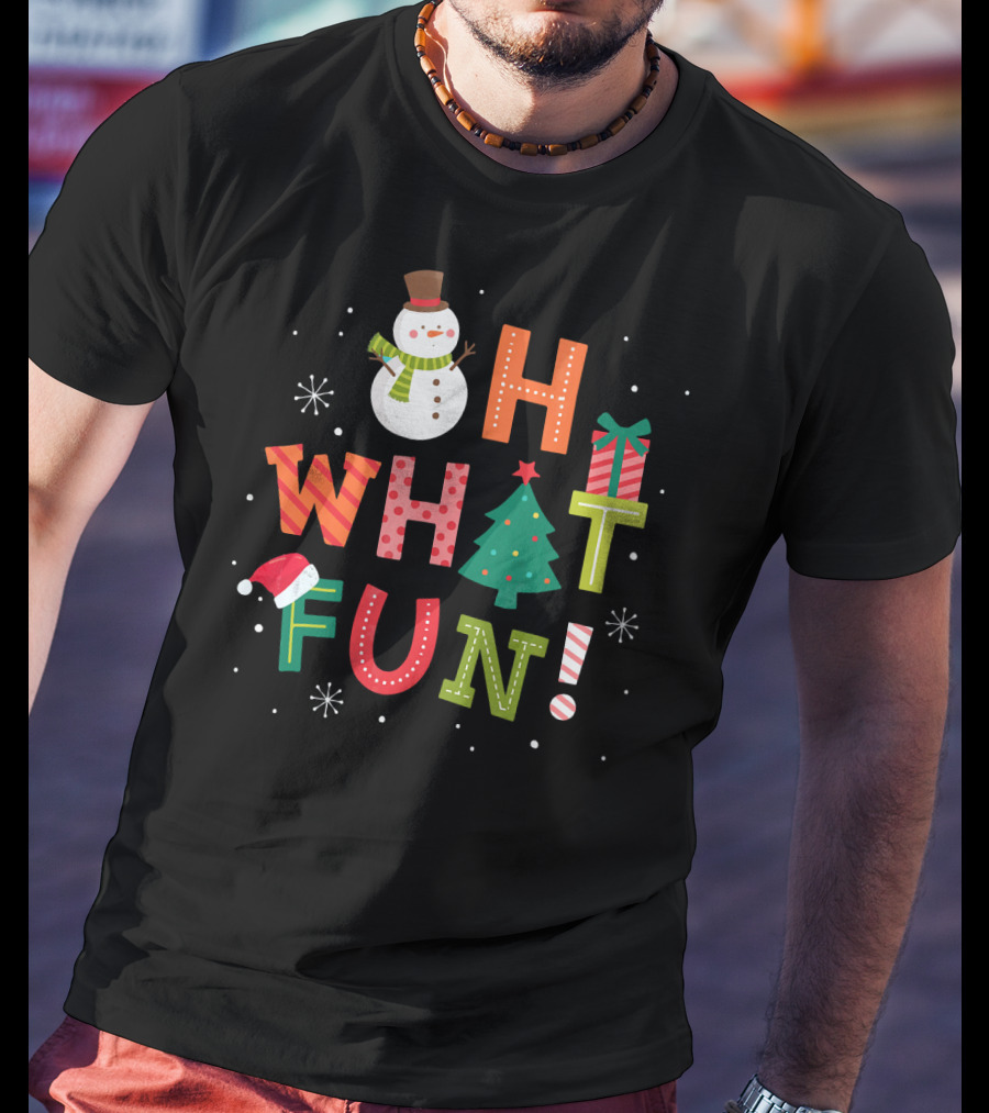Oh What Fun Snowman Christmas Tree Gift T-Shirt