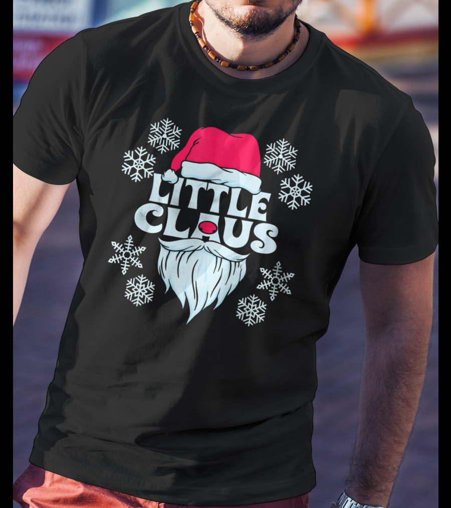 Little Claus Santa Snowflakes Hat Beard T-Shirt