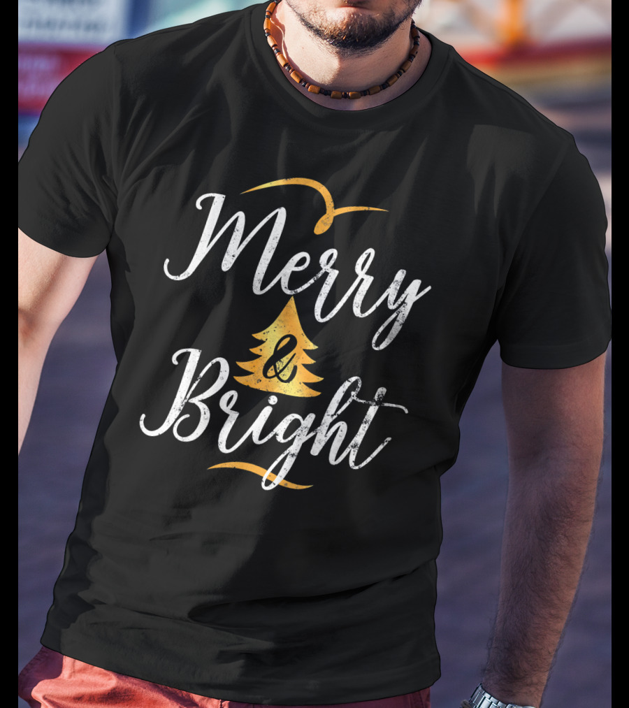 Merry And Bright Christmas Holiday Tree T-Shirt