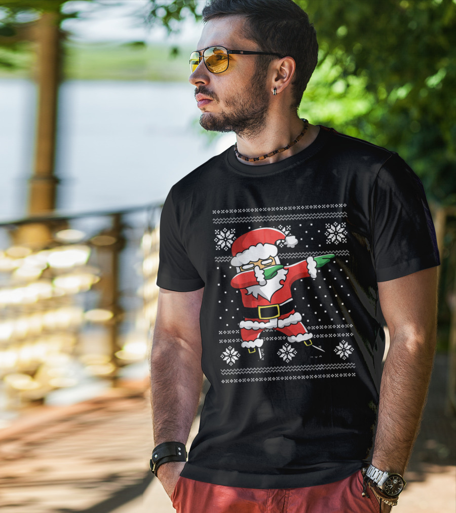 Festive Dabbing Santa Ugly Christmas T-Shirt