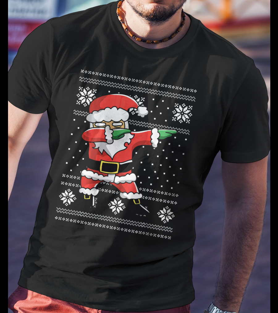 Festive Dabbing Santa Ugly Christmas T-Shirt