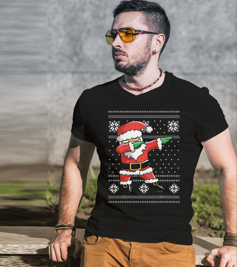 Festive Dabbing Santa Ugly Christmas T-Shirt