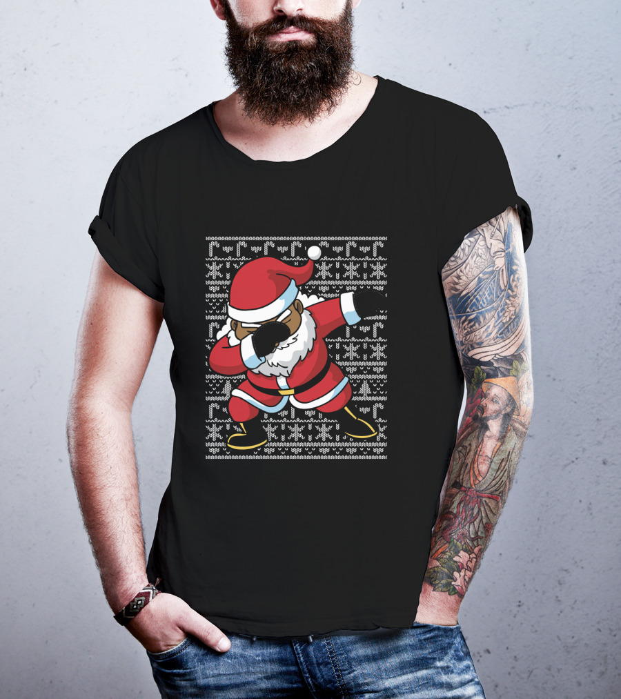 Christmas Black Santa Dabbing Ugly T-Shirt