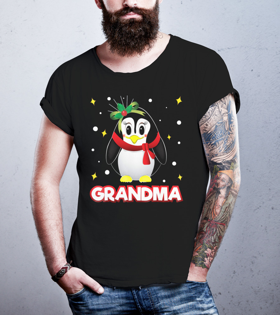 Grandma Penguin Festive Christmas Family T-Shirt