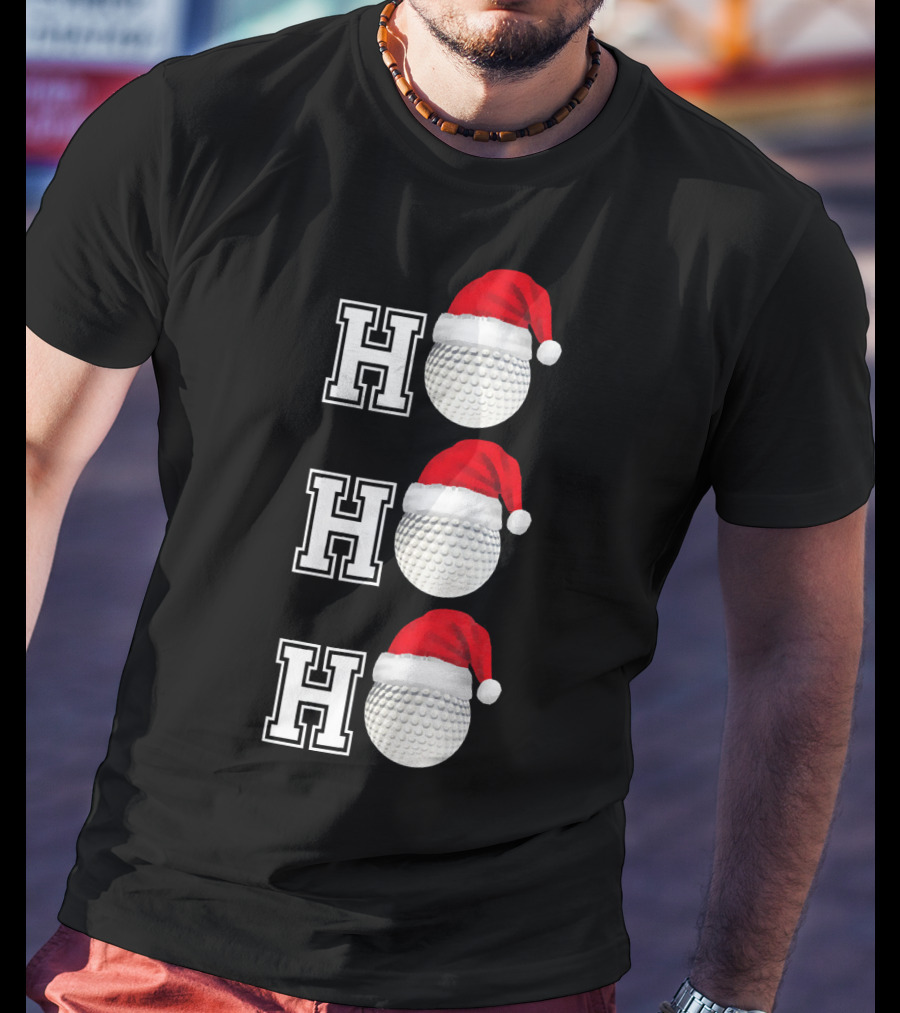 Ho Ho Ho Golf Ball Santa Hat Christmas T-Shirt