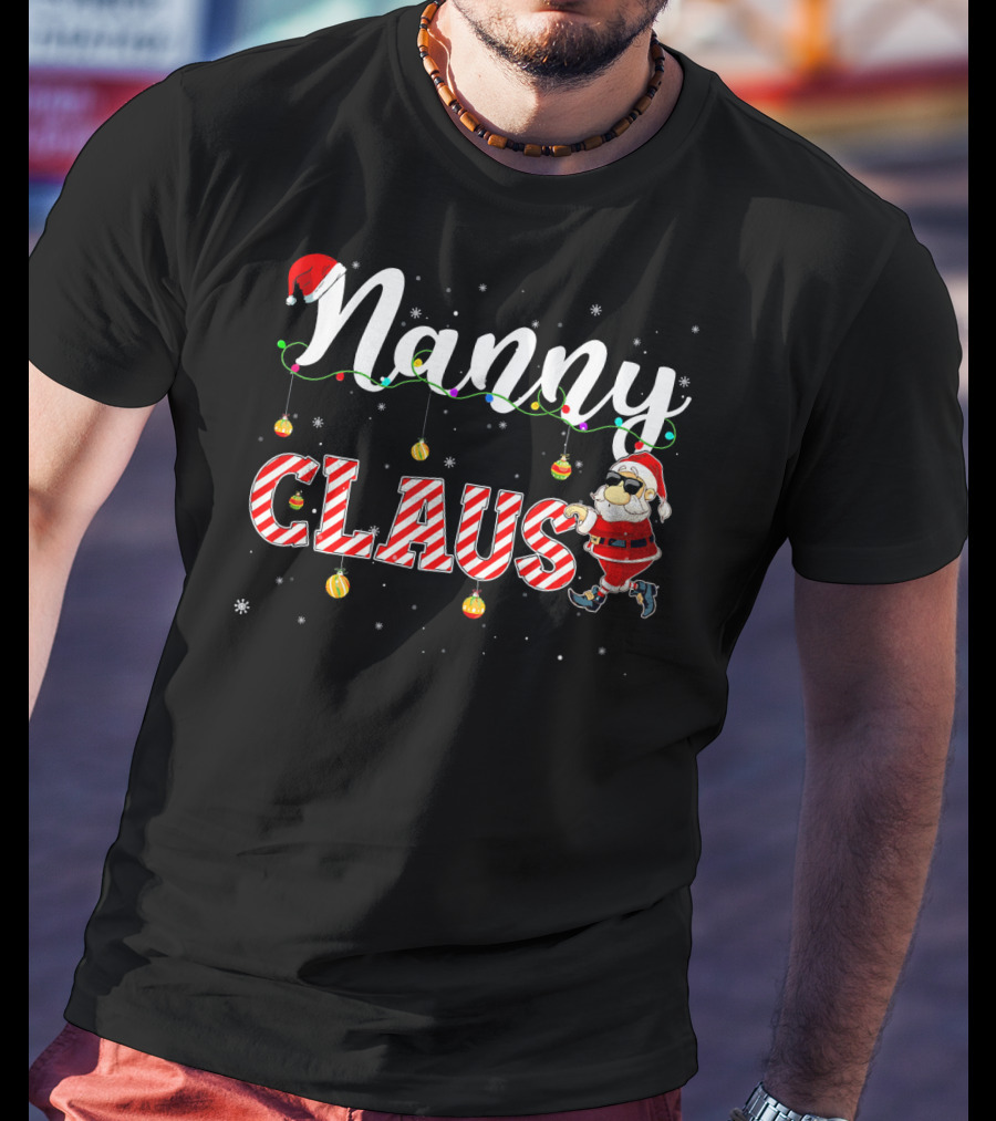 Nanny Claus Cute Christmas Santa Hat Matching T-Shirt