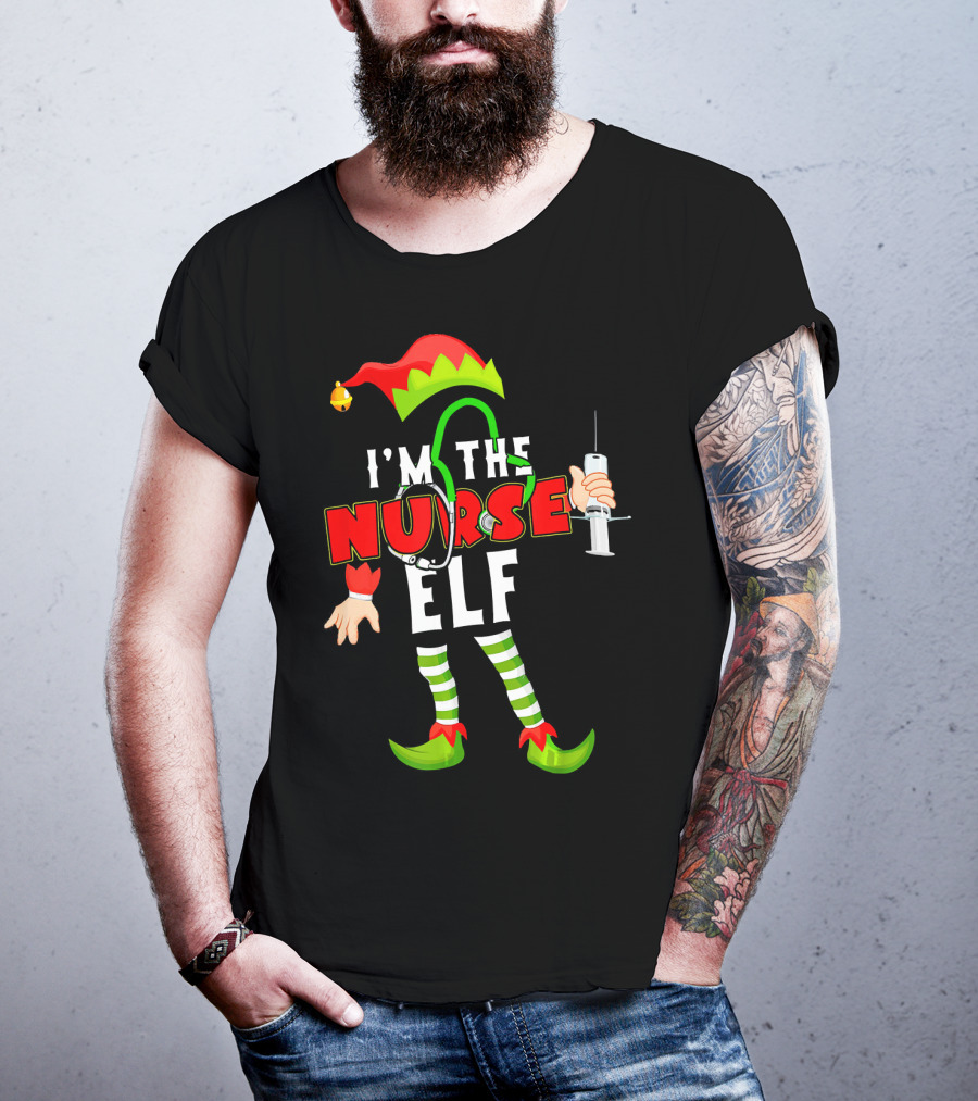 I'm The Nurse Elf RN Syringe Stethoscope Christmas Costume T-Shirt