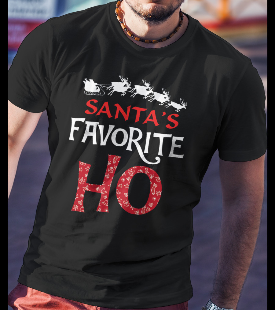 Santa's Favorite Ho Reindeer Sleigh Christmas Holiday T-Shirt