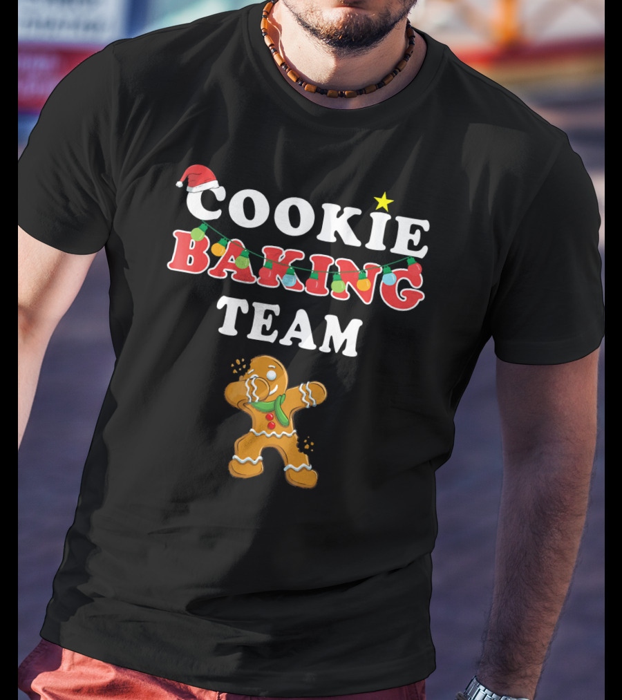 Cookie Baking Team Christmas Gingerbread Santa Lights Holiday T-Shirt