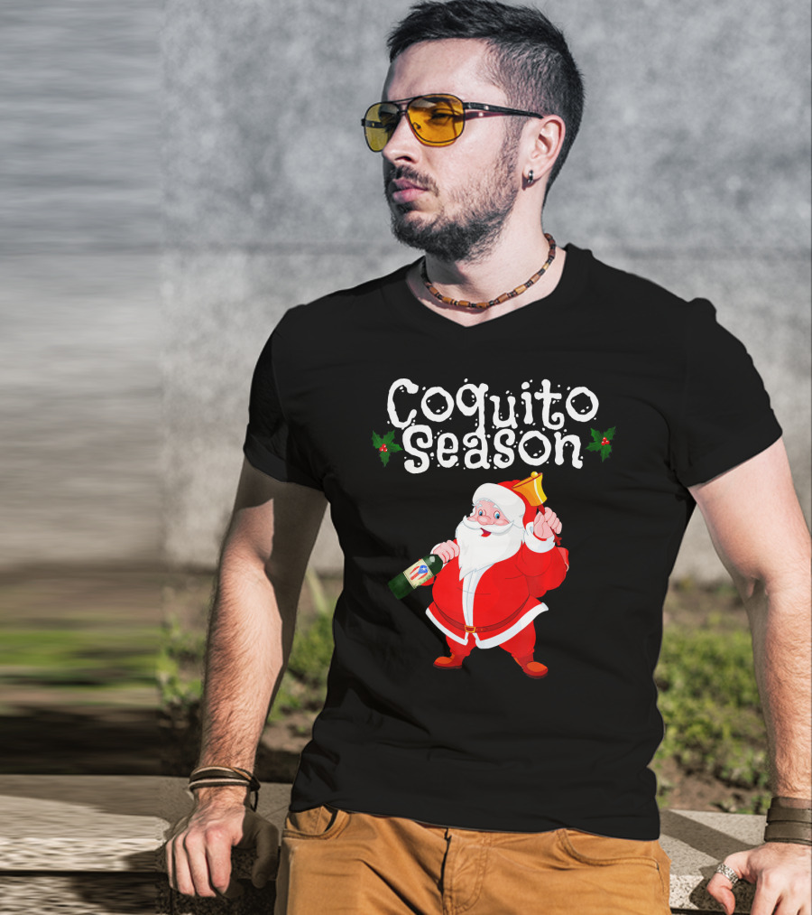 Coquito Season Funny Santa Claus Christmas Puerto Rican T-Shirt