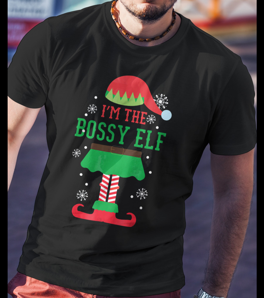 I'm The Bossy Elf Christmas Snowflake T-Shirt